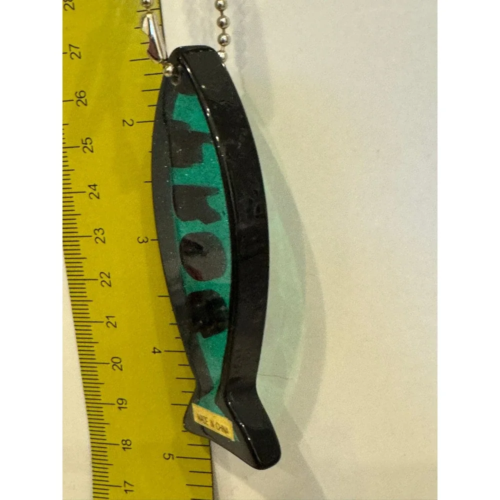 Green Glitter Fish Keychain Frog Text Bag Charm Kitsch Y2K Ironic Accessory